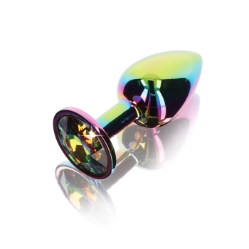 Aluminiowy korek analny z tęczowym klejnotem Twilight ToyJoy mały 7 cm
