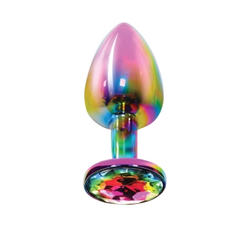 Aluminiowy korek analny z tęczowym klejnotem Twilight ToyJoy mały 7 cm