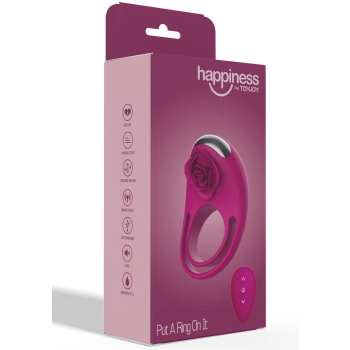 Pierścień wibrujący Put A Ring On It ToyJoy fuksja pilot USB