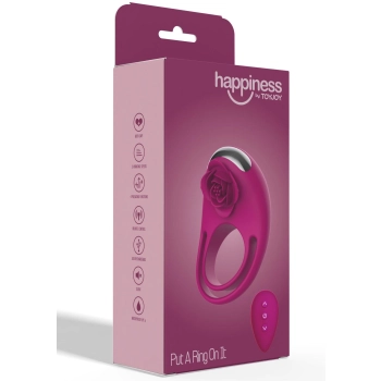 Pierścień wibrujący Put A Ring On It ToyJoy fuksja pilot USB
