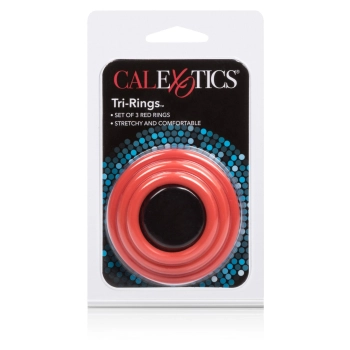 Pierścienie erekcyjne Tri Rings silikonowe czerwone Calexotics