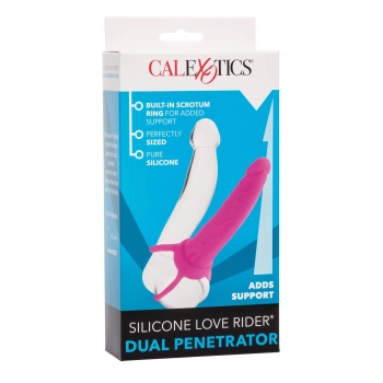 Strap on silikonowy Calexotics do podwójnej penetracji różowy 14 cm