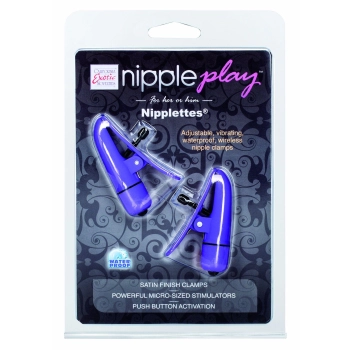 Wibrujące klamry na sutki Nipplettes fioletowe Calexotics