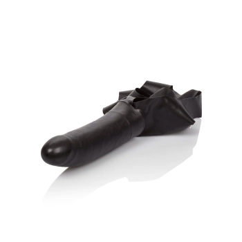 Knebel z lateksowym dildem The Accommodator czarny 14 cm z wibracją