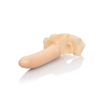 Knebel z wibrującym dildem latexowym Accommodator jasny 14 cm