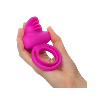 Pierścień wibrujący silikonowy Calexotics Dual Clit Flicker różowy