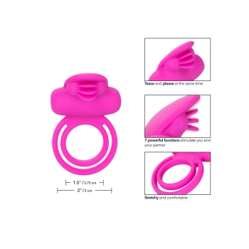 Pierścień wibrujący silikonowy Calexotics Dual Clit Flicker różowy
