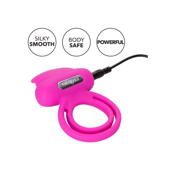 Pierścień wibrujący silikonowy Calexotics Dual Clit Flicker różowy
