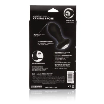 Wibrujący plug analny Calexotics Petite Crystal Probe czarny 9.5 cm