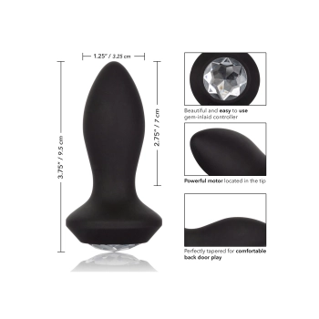 Wibrujący plug analny Calexotics Petite Crystal Probe czarny 9.5 cm