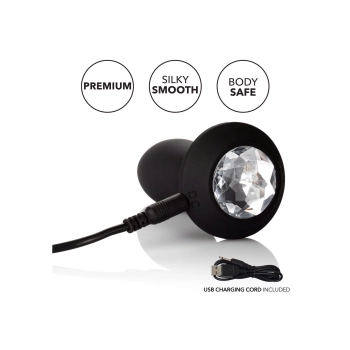 Wibrujący plug analny Calexotics Petite Crystal Probe czarny 9.5 cm