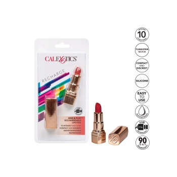 Wibrator mini Calexotics Hide Play szminka czerwona USB 7.5 cm