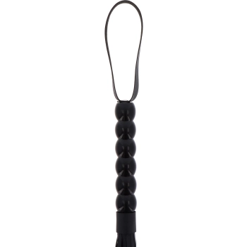 Pejcz z koralikami PU czarny 60 cm