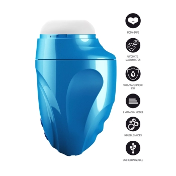 Masturbator Fusion X Aqua Bubble z wibracją niebieski