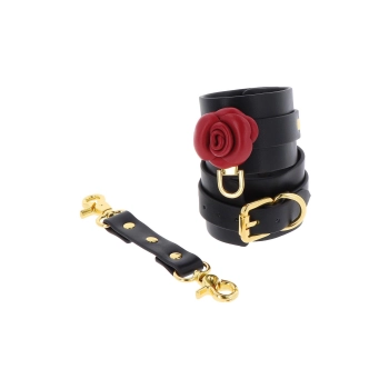 Kajdanki Taboom Wild Roses z różą czarne