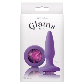 Korek analny silikonowy Glams Mini Rainbow Gem fioletowy 8.5 cm