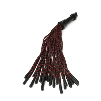 Skórzany flogger z supłami Hidden Desire 55 cm czarno czerwony