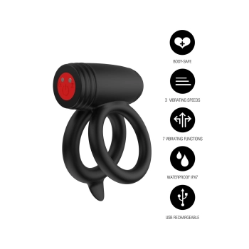 Podwójny pierścień wibrujący Elite Power Twin Hidden Desire 10 trybów