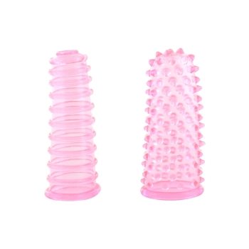Nakładki na palce Lustfingers prążkowane i wypustkowe różowe 8.2 cm