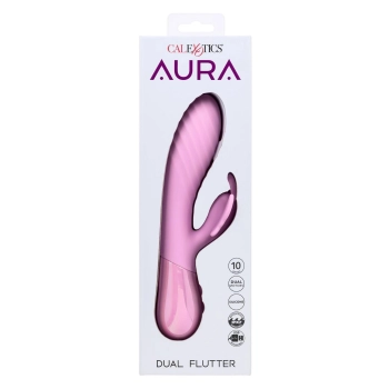 Wibrator króliczek Aura Dual Flutter Calexotics różowy USB 11,5 cm
