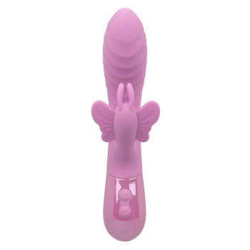 Wibrator króliczek Aura Dual Flutter Calexotics różowy USB 11,5 cm