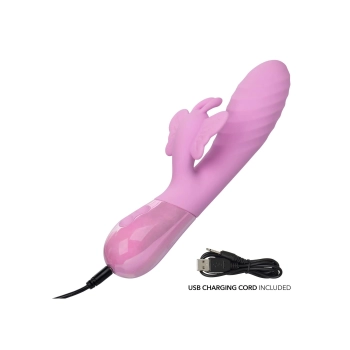 Wibrator króliczek Aura Dual Flutter Calexotics różowy USB 11,5 cm