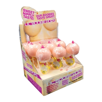 Lizak Boobie Pops truskawkowy 12,5 cm