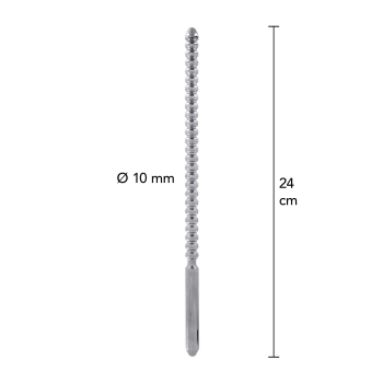 Sonda uretralna żebrowana Steel Power Tools srebrna 10 mm 24 cm