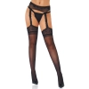 Satin T. Garterbelt Stockings Black