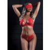 Komplet bielizny Daring Intimates czerwony L XL koronkowy z opaską