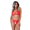 Komplet bielizny Daring Intimates czerwony L XL koronkowy z opaską