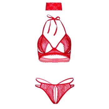 Komplet bielizny Daring Intimates czerwony L XL koronkowy z opaską