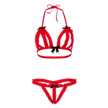 Komplet bielizny Peek a boo Ruffle Daring Intimates czerwony L XL