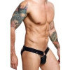 Jockstrap łańcuchowy MOB Eroticwear czarny ze skóry ekologicznej