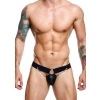 Jockstrap łańcuchowy MOB Eroticwear czarny ze skóry ekologicznej