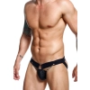 Jockstrap łańcuchowy MOB Eroticwear czarny ze skóry ekologicznej