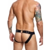 Jockstrap łańcuchowy MOB Eroticwear czarny ze skóry ekologicznej