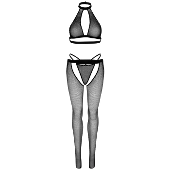 Bodystocking siateczkowy z cyrkoniami Leg Avenue czarny