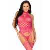 High Neck Lace Bodystocking Pink
