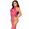 High Neck Lace Bodystocking Pink