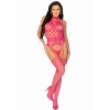 High Neck Lace Bodystocking Pink