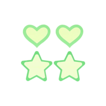 PEEKABOO PASTIES GREEN GLOW IN THE DARK HEARTS AND STARS