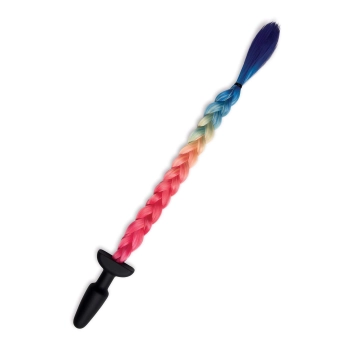 WHIPSMART 4.9 INCH SILICONE PLUG WITH PLAY TAILS RAINBOW TAIL