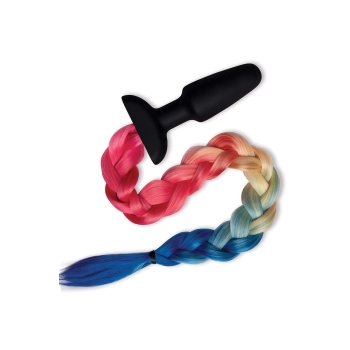 WHIPSMART 4.9 INCH SILICONE PLUG WITH PLAY TAILS RAINBOW TAIL