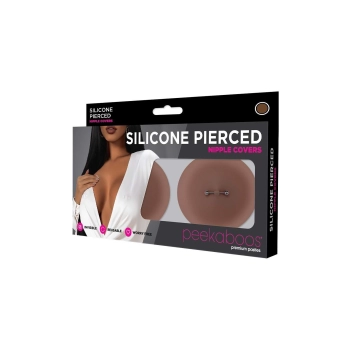 PEEKABOOS SILICONE PIERCED NIPPLE COVERS, BROWN