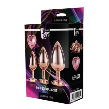 Zestaw korków analnych Gleaming Love aluminium różowe złoto