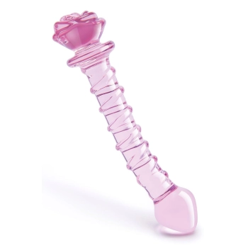 GLAZE GLASS ROSEBUD SPIRAL G-SPOT DILDO