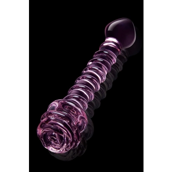 GLAZE GLASS ROSEBUD SPIRAL G-SPOT DILDO