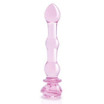 GLAZE GLASS ROSEBUD BEADED DILDO