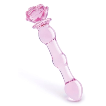 GLAZE GLASS ROSEBUD BEADED DILDO